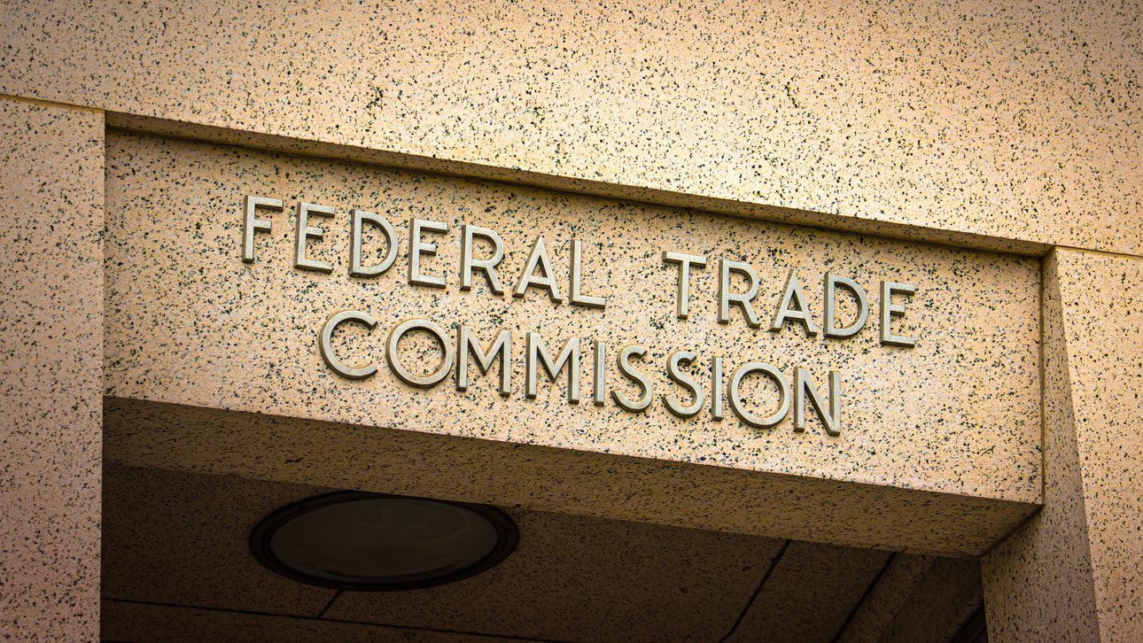 Sign on Doorway for the Federal Trade Commission in Washington D.C. in raised lettering