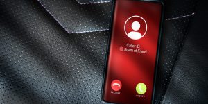 Smartphone incoming unwanted call. Spam, scam, phishing and fraud concept. Security technology.