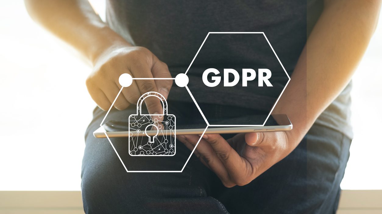 GDPR. Data Protection Regulation IT technologist Data Security system Shield Protection